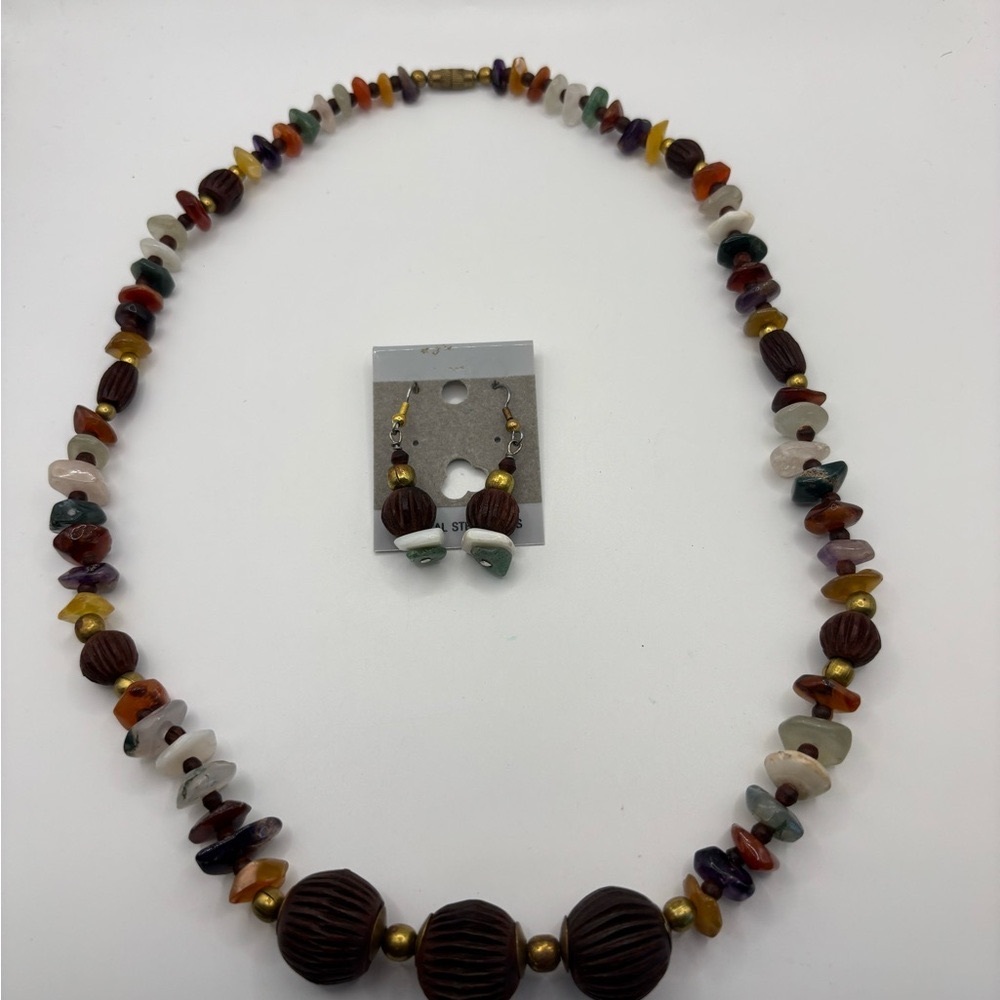 Multicolor Beaded Necklace and Earring Set